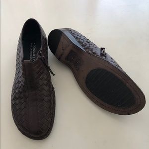 Woven Leather Brown Flats